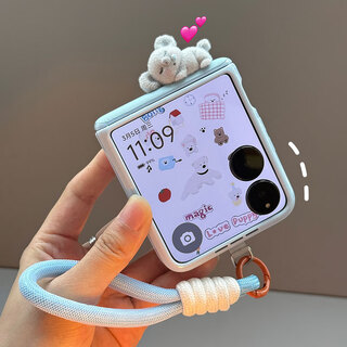 Color series applicable new product xiaomi mix flip2 mobile phone case new small folding screen anti-fall mixflip shell leather texture hinge all-inclusive hinge cartoon cute original shell protective cover leather texture spring hinge blue koala shell + lanyard xiaomi mix flip2