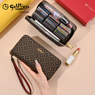 Goldlion card holder wallet two-in-one women's bank card holder id bag women's light luxury 2025 new card holder wallet one-in-one burgundy official genuine one counterfeit penalty ten