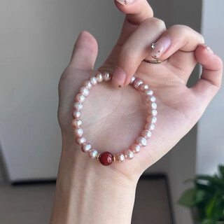 Fat donglai quality pearl bracelet diy homemade cinnabar red beaded women's new chinese style red pearl beaded bracelet