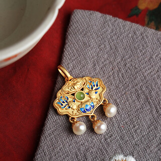 Libiao koi and tian jade sterling silver pendant for women, new chinese style, enamel gold-covered silver necklace, mother's day gift for mom, single shot pendant