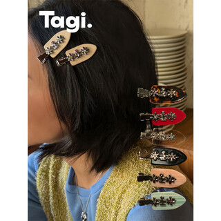 Tagi. metal bulging little flower seamless hairpin acetic acid duckbill clip bangs clip hairpin birthday gift-tortoiseshell cocoa