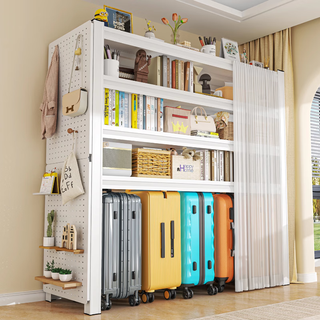 Kuirong household storage rack suitcase shelf multi-layer perforated plate dust-proof storage rack under the balcony floor-standing sundry rack white three-layer 80cm high thicker plate length 40*width 30cm