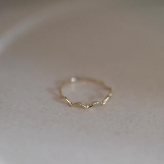 Yadige gold minimalist wave niche special k gold-plated ring exquisite daily simple stacking wear and commuting good match light yellow hong kong code no. 6