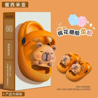 雷姆汀儿童拖鞋卡皮新款拖鞋洞洞小童卡通女童防滑夏季宝宝凉拖鞋 -南瓜色【EVA升级版】 26 -27码内长17cm