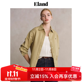 Eland french linen oxygen sense shirt women's long-sleeved inner wear 2025 summer new light khaki (35) eeywf23e01 s /160