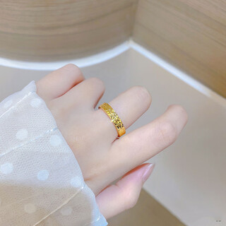 Yinxiangrong crushed ice gold ring women's gypsophila gold ring pure gold 999 as a birthday gift for girlfriend and wife crushed ice ring no. 19 ring approximately 2.1g