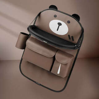 Erdong car storage hanging bag car backrest multi-functional storage bag rear table board rear seat storage rack paper 14-cute bear newly upgraded folding table board + garbage bag + tissue box