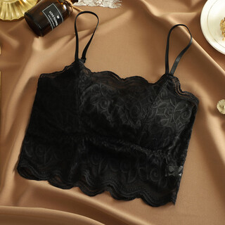 Zoci beautiful back underwear women's anti-exposure with padded lace tube top gathered chest camisole women's thin sexy underwear black one size (80---115jin jin equals 0.5 kg)