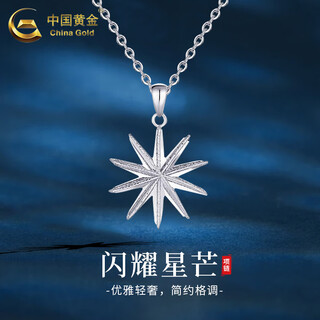 China gold (china gold) pt950 platinum star pendant for women, high-end platinum star necklace, light luxury niche birthday gift for girlfriend pt950 platinum star pendant, about 2.6g, free silver chain