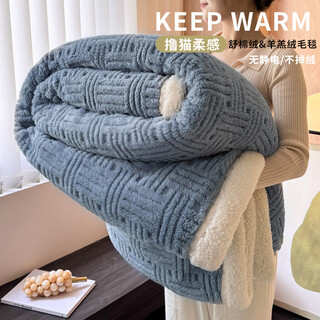 Turbosun lamb velvet blanket, thickened coral velvet blanket, winter lamb velvet blanket, milk velvet office nap, noble blue lamb velvet, super soft, waxy, super warm, 200 230cm double blanket, anti-static and not easy to shed lint