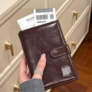 Fiyuega passport holder wallet document bag card holder all-in-one travel document passport holder protective cover storage leather passport bag brown