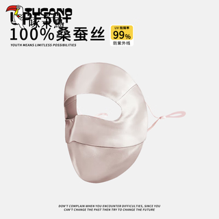 啄木鸟（TUCANO）桑蚕丝真丝防晒面罩女夏季遮全脸口罩医美遮脸防紫外线蓝光脸基尼 玫瑰粉