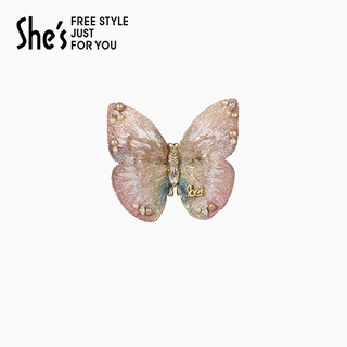 She s qianzi natural replica original national style embroidered butterfly brooch high-end light luxury corsage pin birthday gift for women pink a0