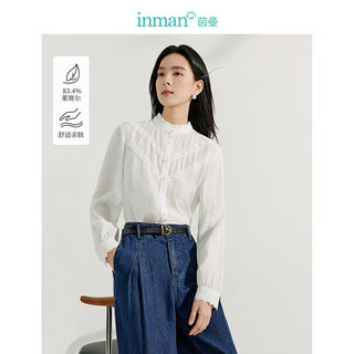 Inman french lace lyocell shirt 2025 spring women's new long-sleeved shirt off-white s