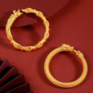 Xinxiangdu bracelet wedding ancient method bracelet filigree bracelet vietnamese sand gold hollow women's bracelet permanent colorless bracelet national style dragon and phoenix pair (open) (with gift box)