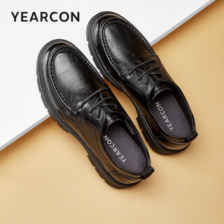 Yierkan men's shoes men's leather shoes 2025 autumn new genuine leather business casual thick sole increased british style formal shoes black 42