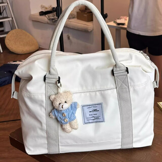 Bo naling travel bag large capacity short-distance travel storage bag 2025 new boarding bag portable shoulder luggage bag maternity bag travel bag - warm beige without pendant