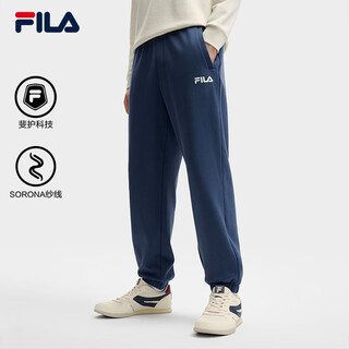 Fila fila couple style men's and women's trousers 25 autumn and winter new casual loose cuffed sports pants plus velvet to keep warm, dark elegant blue-db l 175/84a/l