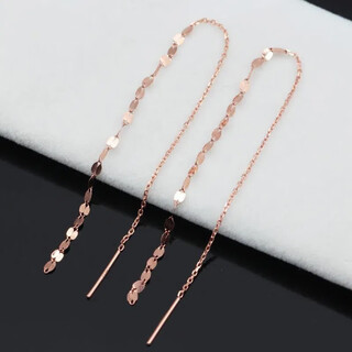 Fat donglai's same color gold ear wire gold-plated silver-plated russian purple gold plated 18k gold rose gold elegant and intellectual ear wire (pair of rose gold)