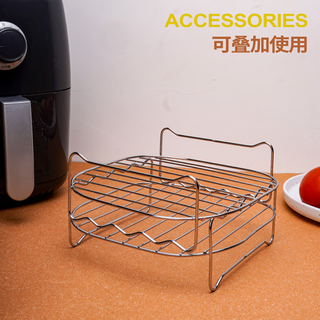 Carole stainless steel air fryer square steam rack non-stick round barbecue fish rack skewers rack household grill indoor korean style accessories individual grilling skewers (4 pieces)