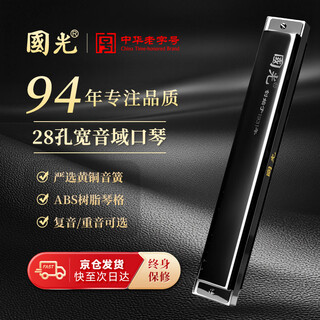 Guoguang 28-hole wide-range polyphonic harmonica with scale in c key (black)