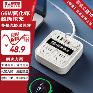 Su shi helmo mecha style 66w gallium nitride super fast charging plug board 2 positions 3usb+c apple/huawei/xiaomi/vivo adapter plug/terminal board/pull line board 1.8 meters