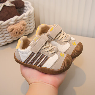 Tyrannis yangma recommends autumn new dexun infant soft-soled non-slip toddler shoes 0-1 years old 2 girls casual 4 khaki 18_inner length 12.5cm