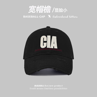 Yalu american retro embroidered baseball cap for women spring and summer wide brim face small street fashion soft top deepened peaked cap for men black adjustable