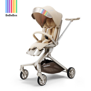 Bebebus baby walking artifact max is a lightweight foldable, sitable and lying-down high-view two-way baby stroller stroller, desert titanium + mosquito net mat (adjustable cushion)