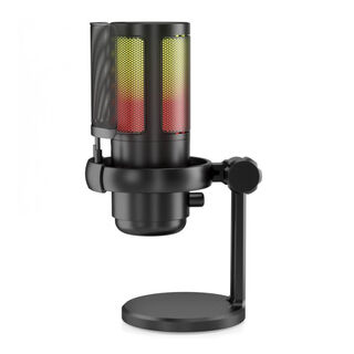 Other home ub microphone mobile game voice live broadcast microphone rgb recording noise reduction capacitive phone black me6p with spray net