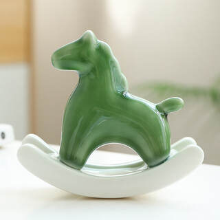 Creative ceramic cute rocking little green horse tea pet ornaments fun tea room tea table decoration tea play tea ceremony accessories green horse