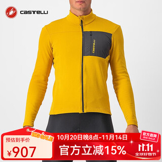 Castelli scorpion men's autumn and winter trail cross-country flocking long-sleeved warm with pockets cycling jersey top 4522505 755 yellow m