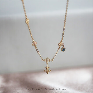 Vzzs white small c korean imported gold jewelry 14k gold anklet retro heavy industry cross blue diamond pendant k gold bracelet bracelet 1 piece