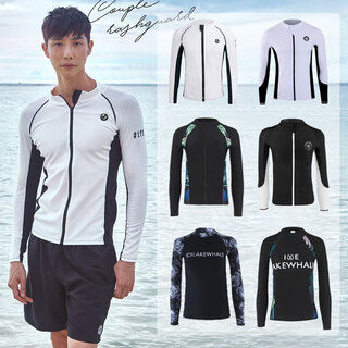 Zhizhou diving suit men's top sun protection quick-drying dry snorkeling suit surfing suit long-sleeved warm swimsuit jellyfish suit swimming 2301 white single top l