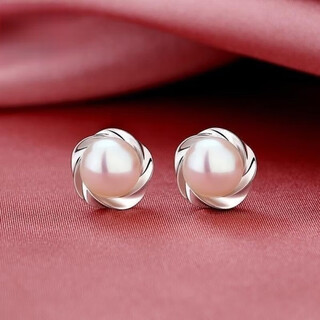 Yingtang old phoenix pearl earrings sterling silver 9999 freshwater pearl earrings new earrings mother's day gift for mom pure silver pearl earrings lao fengxiang same style 1