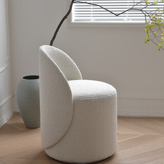 Moran designer makeup stool ins style bedroom light luxury minimalist backrest dressing table stool rotating makeup chair off-white