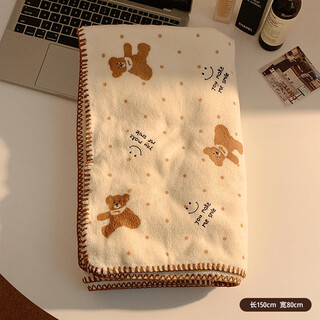 Aoyanlai cute bear lace edge thickened dry hair cap water-absorbent quick-drying shampoo towel shower cap for women adult bear bath towel - off-white