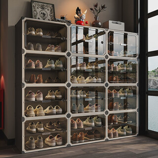Liangpinism shoe cabinet 2025 new storage artifact large capacity multi-layer shoe rack at the door door with transparent magnetic high translucent door thickened 3 columns and 10 layers - approximately 60 pairs of boots can be placed