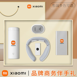 红韬水杯高档年会商务礼品定制公司周年庆活动伴手礼慰问退伍纪念奖品 白：MI杯子/MI电源/颈椎仪/音响