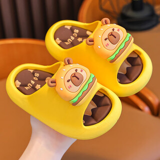 Gotovan kapibara summer children's sandals for boys and girls indoor home bath non-slip middle and large children's baby sandals yellow size 24/25 (shoe length 15 suitable for feet 14cm)