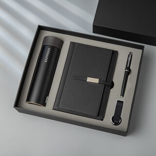 Lock & lock thermos cup notebook gift set with customized logo, school meeting event souvenir, promotional souvenir business, black lock thermos cup + notebook + u disk + pen