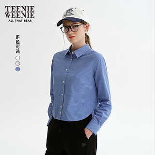 Teenie weenie bear women's shirt 25th autumn new temperament college style fashionable short shirt blue s