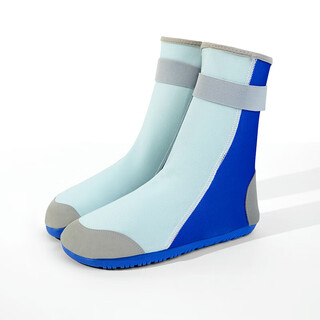 Yosoci潜水鞋袜防滑沙滩鞋高筒防寒浮潜袜儿童亲子溯溪游泳防割防滑男女 QCB3601湖蓝拼蓝 36-37
