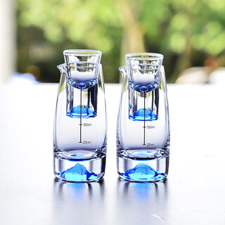 Cooper blue mountain crystal glass high-end white wine glass set with scale wine divider and flask for household light luxury spirits one cup without handle blue mountain 2 pots and 2 cups