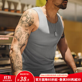 Madden workwear american retro double-sided velvet brushed seamless vest men's autumn round neck casual bottoming sleeveless waistcoat light gray l