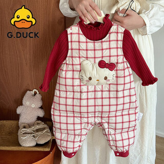 G.duck little yellow duck official infant sleeveless jumpsuit baby girl cartoon harness autumn and winter new girls overalls a official red pants flagship 73 cm