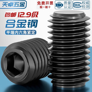 Tianzhuo hardware m3-m16 flat end set screw 12.9 grade inner hexagon headless screw machine meter stop screw m4m5m6m8 12.9 grade-m8*14-50 pieces