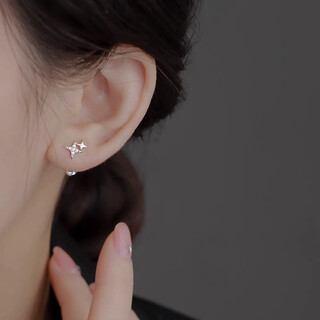 Dl 1998 fat donglai same style platinum earrings pt950 platinum diamond earrings for women new 2025 platinum earrings for ear piercing platinum four-pointed star earrings