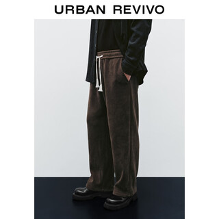 Ur2025 new winter men's retro casual elastic waist drawstring plus velvet wide leg pants uml650125