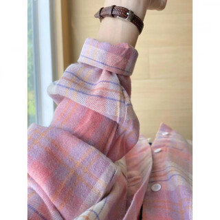 Muj forest style multi-layer cotton plaid women's skin-covering shirt, niche design same style b39#pink_ 100% high quality cotton xxs